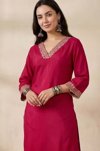 Women Ethnic Motifs Embroidered Regular Sequinned Kurta with Trousers