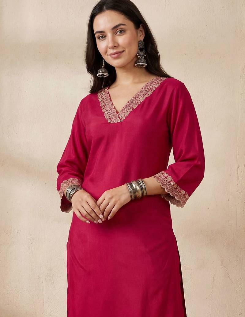 Women Ethnic Motifs Embroidered Regular Sequinned Kurta with Trousers