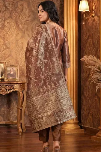 Women Floral Regular Kurta with Trousers & With Dupatta