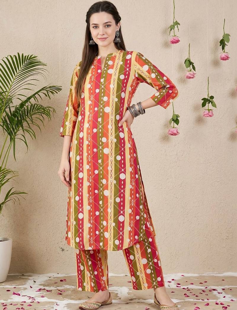 Women Printed Regular Pure Cotton Kurta with Palazzos