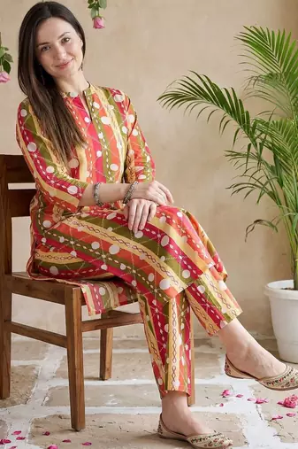 Women Printed Regular Pure Cotton Kurta with Palazzos