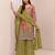 Mehendi floral print chinon kurta palazzo set with dupatta