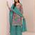 Teal floral print chinon kurta palazzo set with dupatta