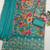 Teal floral print chinon kurta palazzo set with dupatta