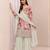 Off white floral print chinon kurta palazzo set with dupatta