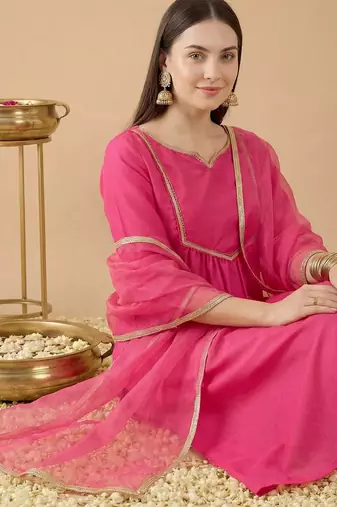 Women Regular Kurta with Trousers & With Dupatta