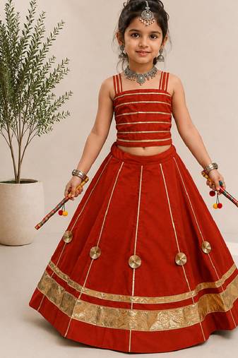 Exclusive kids premium navratri chaniya choli collection gota lace work garba & dandiya dress.