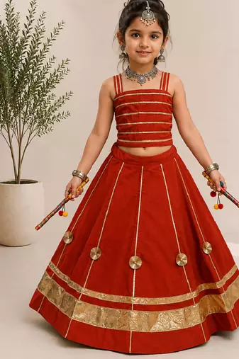 Exclusive kids premium navratri chaniya choli collection gota lace work garba & dandiya dress.