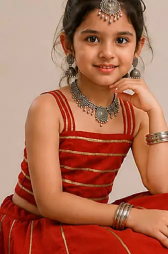 Exclusive kids premium navratri chaniya choli collection gota lace work garba & dandiya dress.