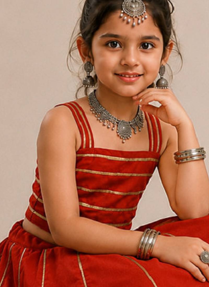 Exclusive kids premium navratri chaniya choli collection gota lace work garba & dandiya dress.