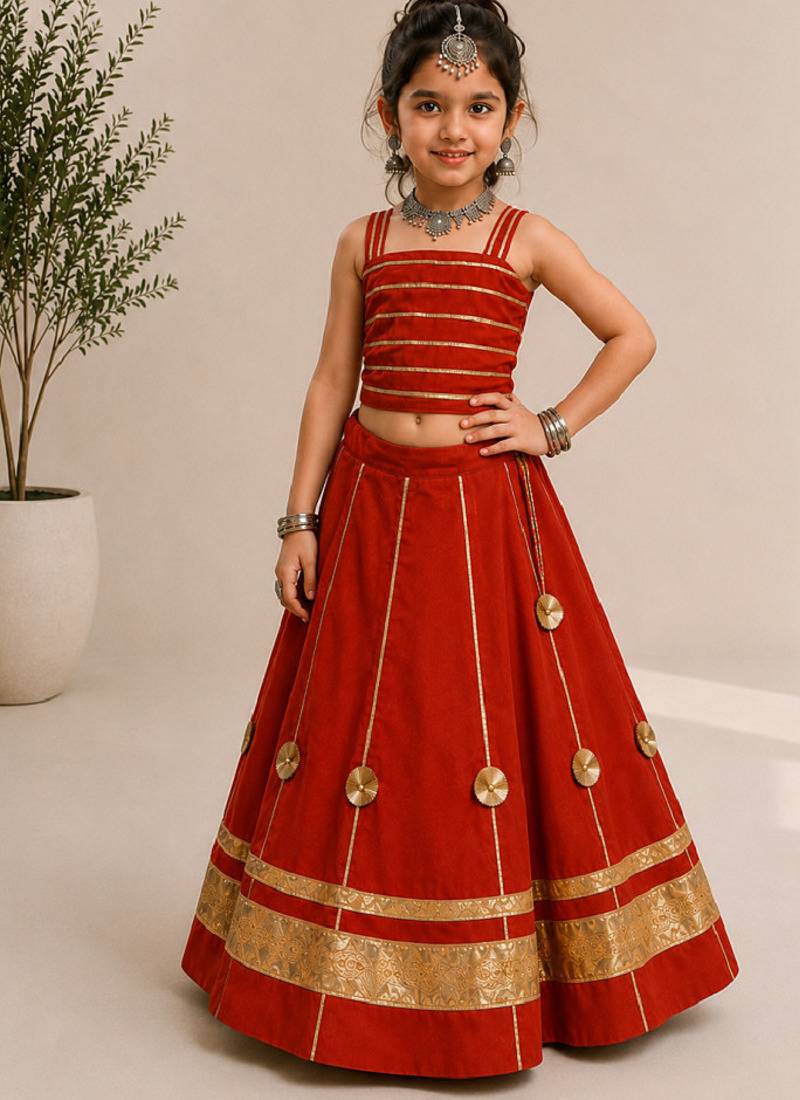 Exclusive kids premium navratri chaniya choli collection gota lace work garba & dandiya dress.