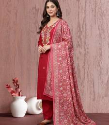 Women's Beautiful Embroidery Work Mul Chanderi Fabric Straight Kurta Pant and Dupatta Set