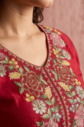 Women's Beautiful Embroidery Work Mul Chanderi Fabric Straight Kurta Pant and Dupatta Set