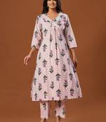 Women Floral Printed Regular Pure Cotton Kurta with Trousers