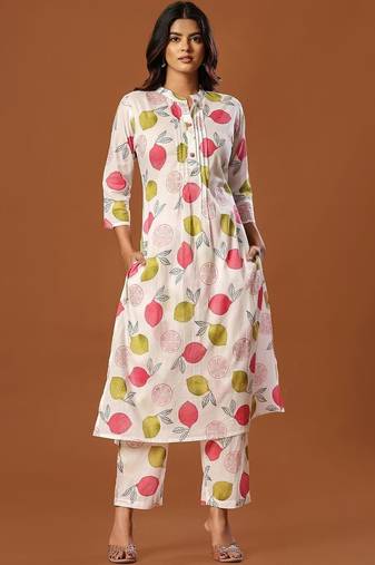 Women Ethnic Motifs Printed Regular  Cotton Kurta with Trousers