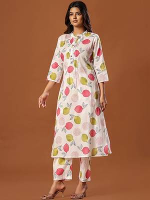 Women Ethnic Motifs Printed Regular Pure Cotton Kurta with Trousers 2