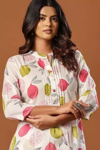 Women Ethnic Motifs Printed Regular Pure Cotton Kurta with Trousers