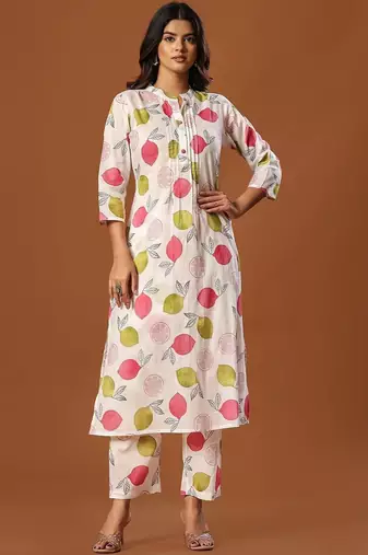 Women Ethnic Motifs Printed Regular Pure Cotton Kurta with Trousers