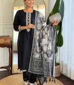 Women Ethnic Motifs Embroidered Regular Thread Work Kurta with Trousers & With Dupatta