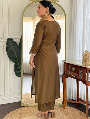 Women Ethnic Motifs Embroidered Regular Sequinned Kurta with Trousers & With Dupatta 4
