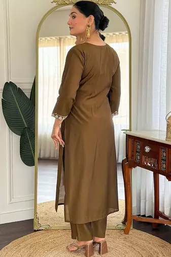 Women Ethnic Motifs Embroidered Regular Sequinned Kurta with Trousers & With Dupatta