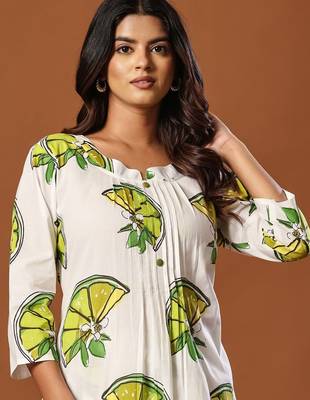 Women Printed Regular Pure Cotton Kurta with Trousers 2