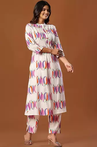Women Printed Regular Pure Cotton Kurta with Trousers