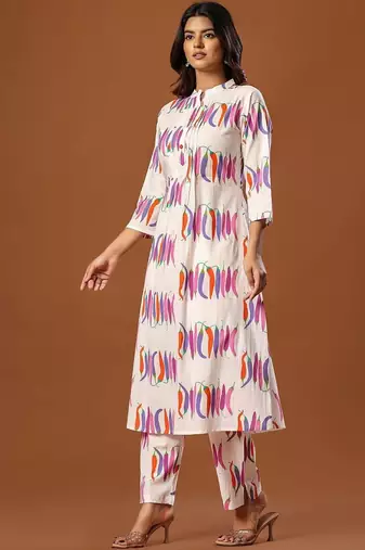 Women Printed Regular Pure Cotton Kurta with Trousers