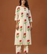 Women Floral Printed Regular Pure Cotton Kurta with Trousers