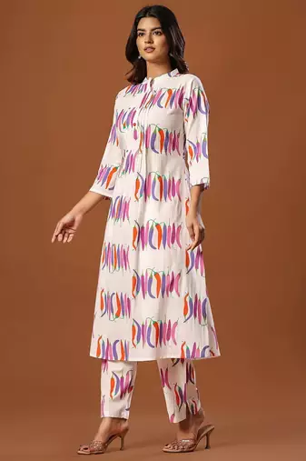 Women Printed Regular Pure Cotton Kurta with Trousers
