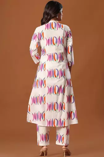 Women Printed Regular Pure Cotton Kurta with Trousers