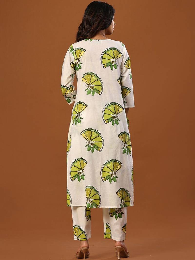 Women Printed Regular Pure Cotton Kurta with Trousers
