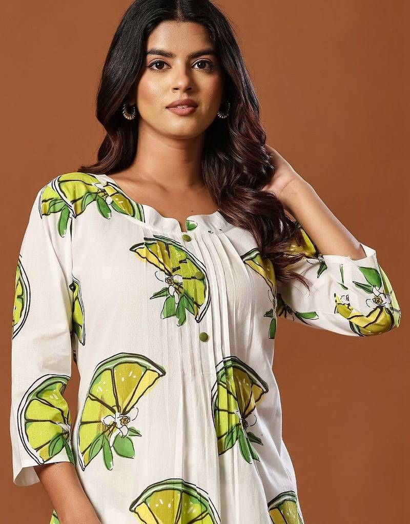 Women Printed Regular Pure Cotton Kurta with Trousers