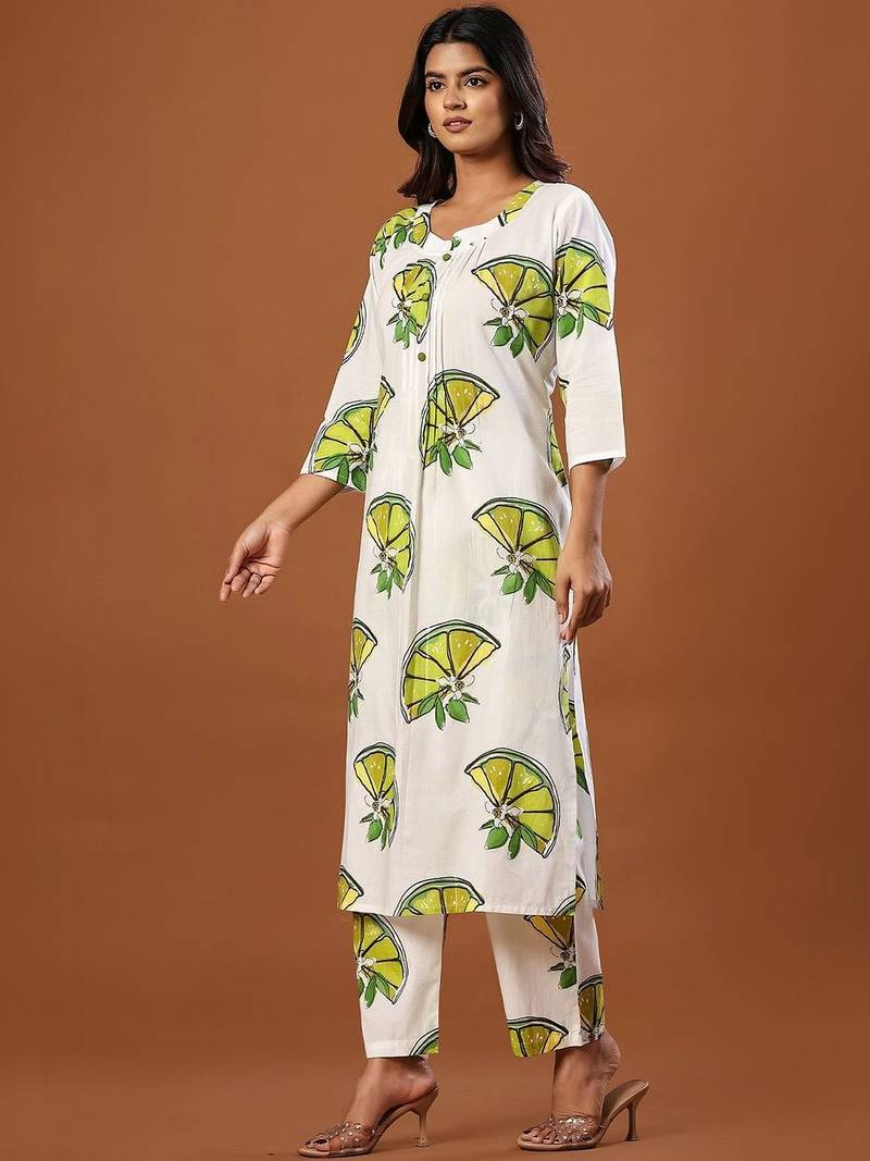 Women Printed Regular Pure Cotton Kurta with Trousers