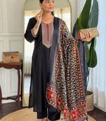Women Ethnic Motifs Embroidered Regular Sequinned Kurta with Trousers & With Dupatta