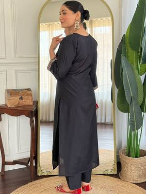 Women Ethnic Motifs Embroidered Regular Sequinned Kurta with Trousers & With Dupatta 4