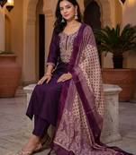 Women Ethnic Motifs Embroidered Regular Sequinned Kurta with Trousers & With Dupatta