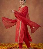 Women Ethnic Motifs Embroidered Regular Sequinned Kurta with Trousers & With Dupatta