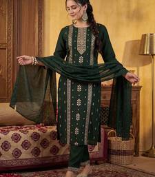 Women Ethnic Motifs Embroidered Regular Sequinned Kurta with Trousers & With Dupatta