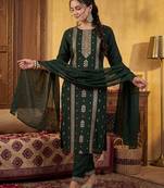 Women Ethnic Motifs Embroidered Regular Sequinned Kurta with Trousers & With Dupatta