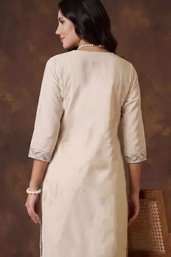 Women Paisley Printed Regular Thread Work Pure Cotton Kurta with Palazzos