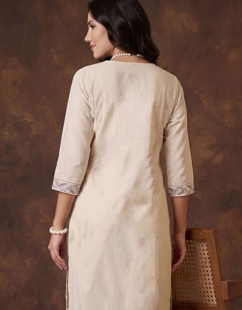 Women Paisley Printed Regular Thread Work Pure Cotton Kurta with Palazzos