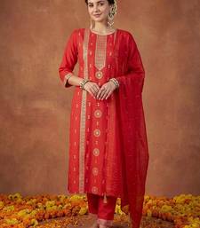 Women Ethnic Motifs Embroidered Regular Sequinned Kurta with Trousers & With Dupatta