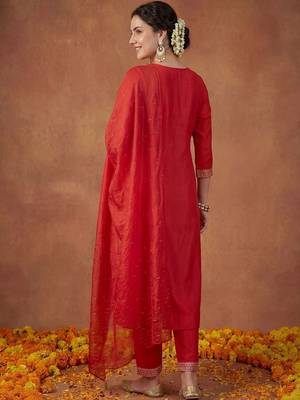 Women Ethnic Motifs Embroidered Regular Sequinned Kurta with Trousers & With Dupatta 6