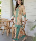 Women Floral Printed Regular Sequinned Kurta with Palazzos
