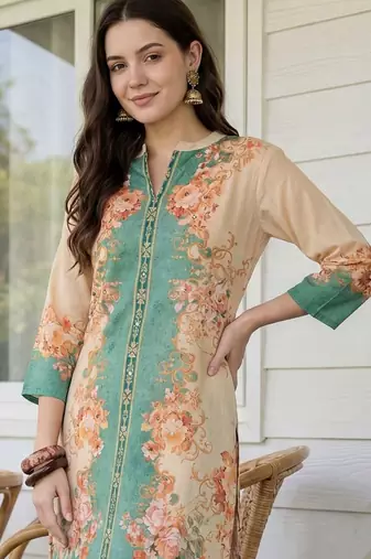 Women Floral Printed Regular Sequinned Kurta with Palazzos