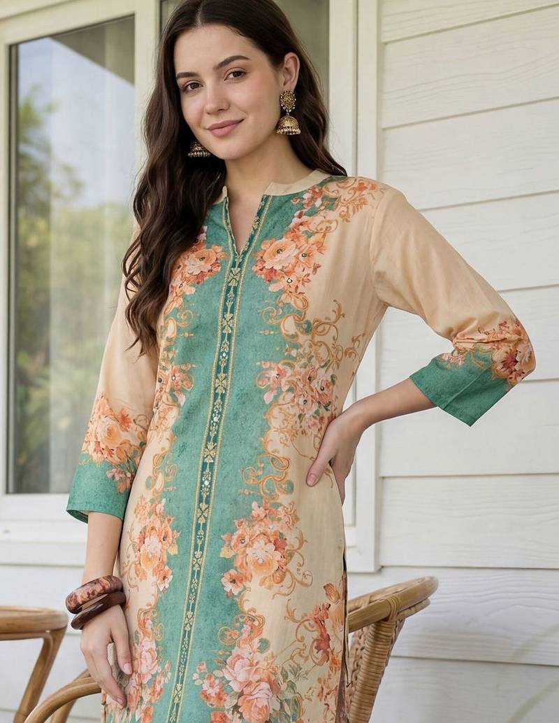 Women Floral Printed Regular Sequinned Kurta with Palazzos