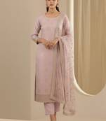 Women Embroidered Regular Kurta with Trousers & With Dupatta