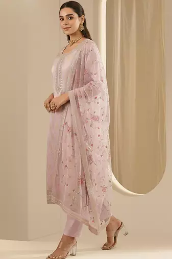Women Embroidered Regular Kurta with Trousers & With Dupatta