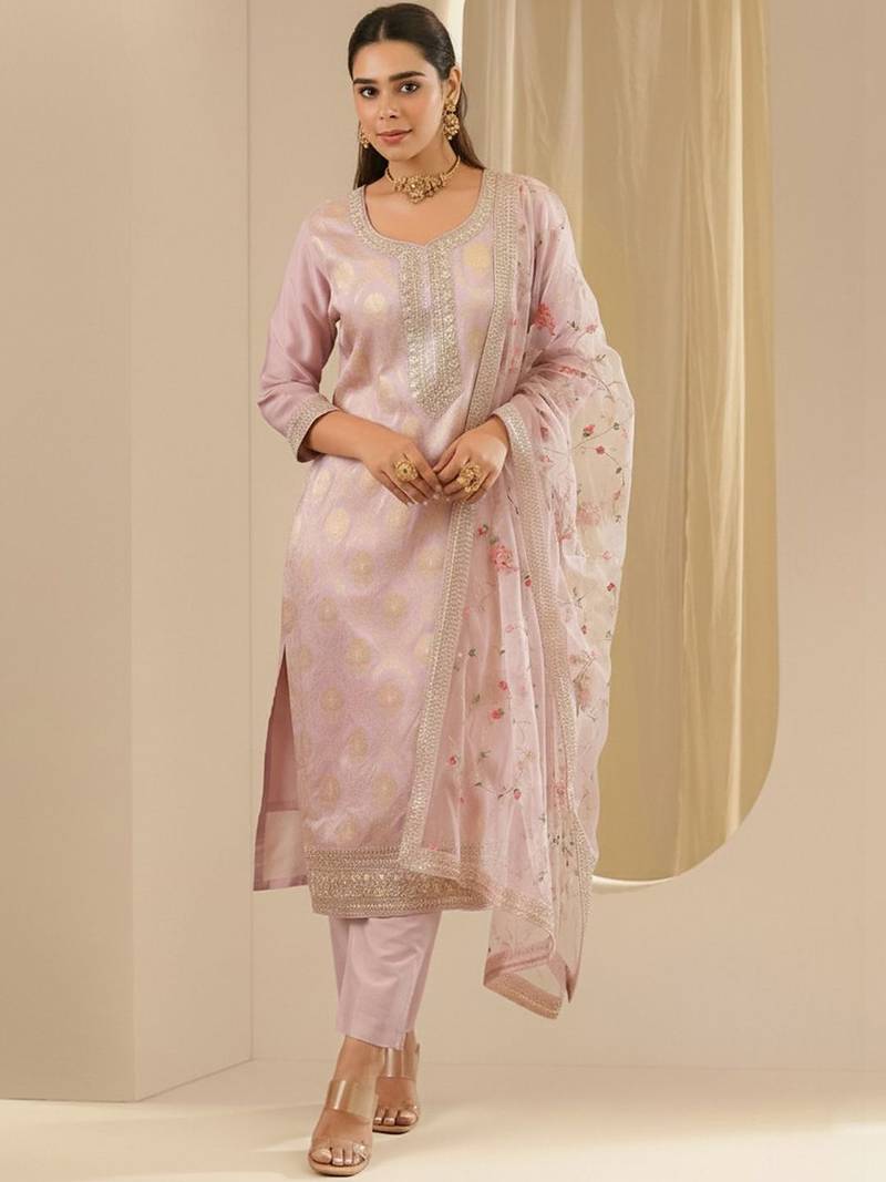 Women Embroidered Regular Kurta with Trousers & With Dupatta